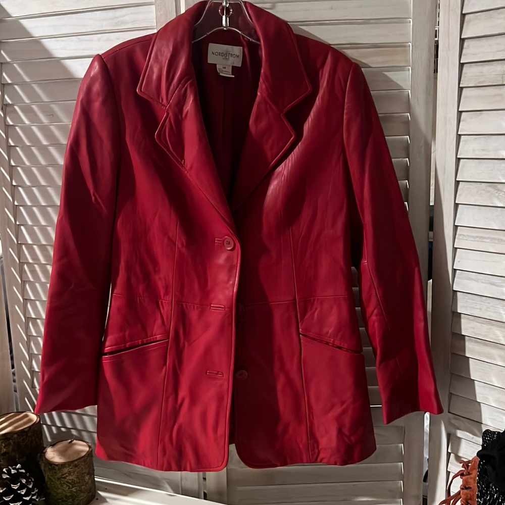 Red leather jacket xs super soft